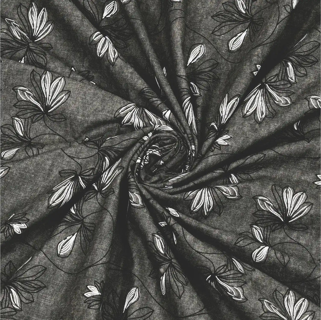 Dream Weaverz Cotton King Flat 220 TC Abstract 1 Bedsheet with 2 Pillow Covers (Charcoal grey)