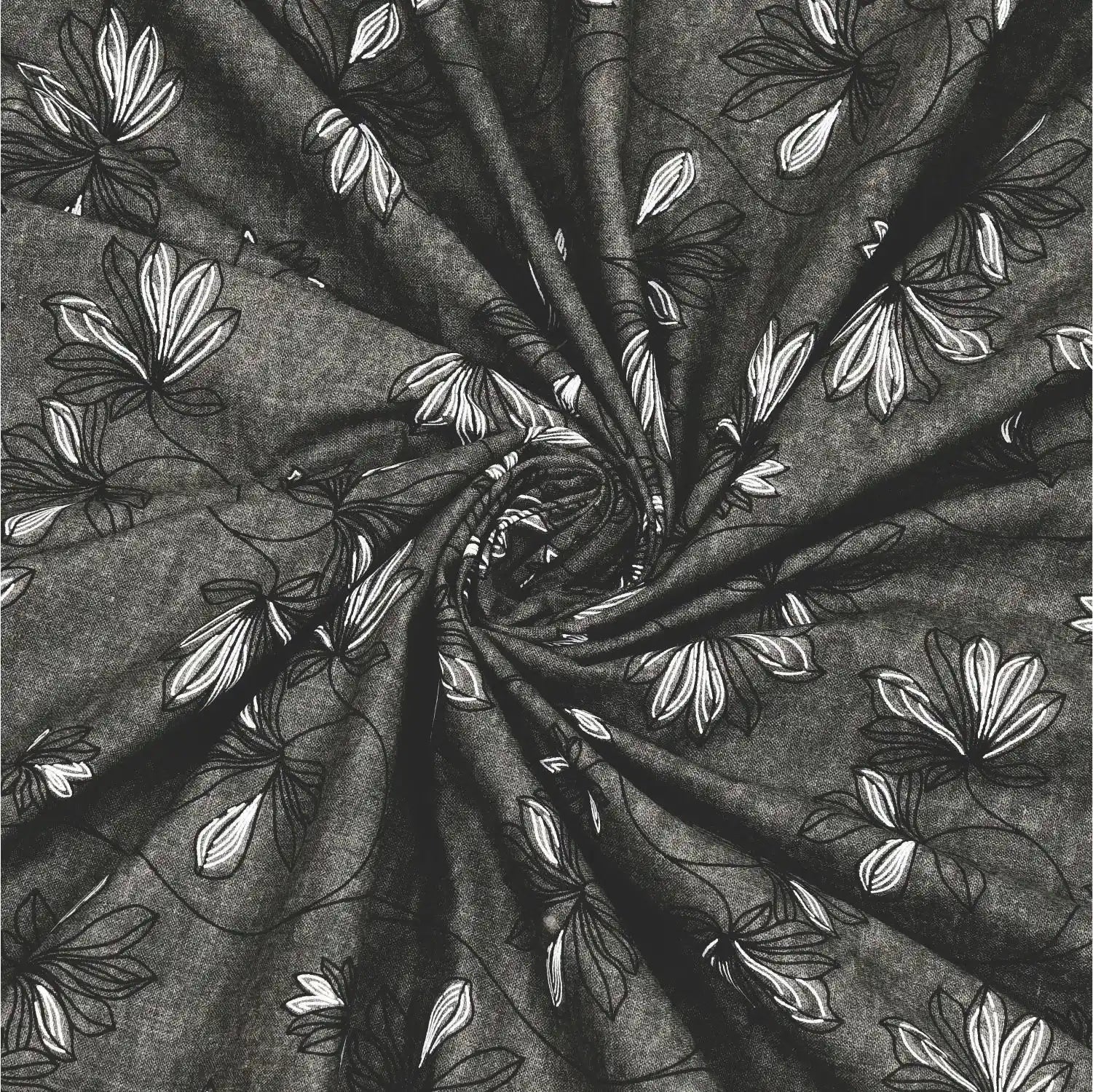 Dream Weaverz Cotton King Flat 220 TC Abstract 1 Bedsheet with 2 Pillow Covers (Charcoal grey)