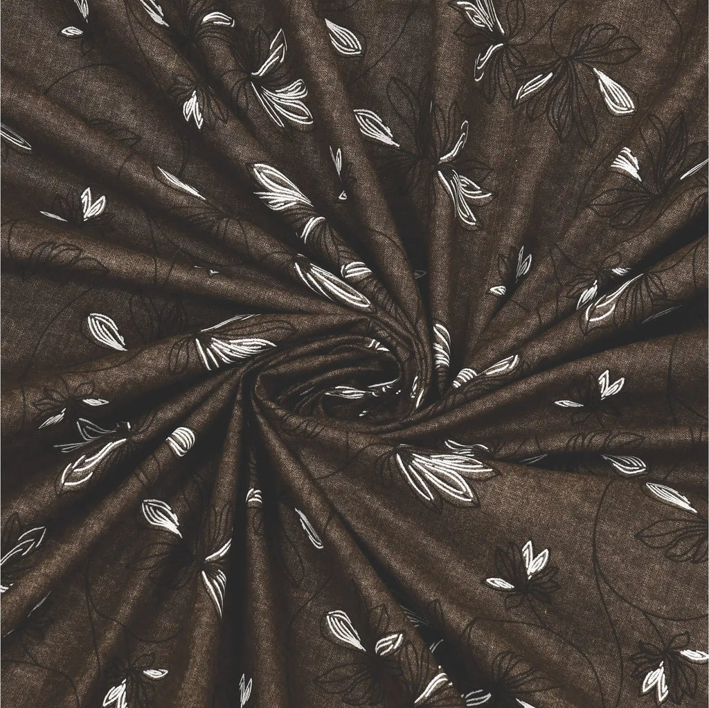 Dream Weaverz Cotton King Flat 220 TC Abstract 1 Bedsheet with 2 Pillow Covers (Chocolate brown)