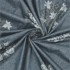 Dream Weaverz Cotton King Flat 220 TC Abstract 1 Bedsheet with 2 Pillow Covers (Slate blue)