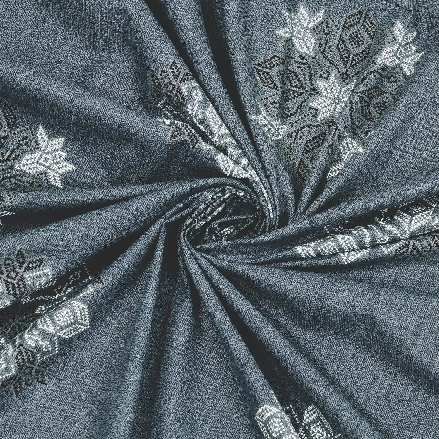 Dream Weaverz Cotton King Flat 220 TC Abstract 1 Bedsheet with 2 Pillow Covers (Slate blue)