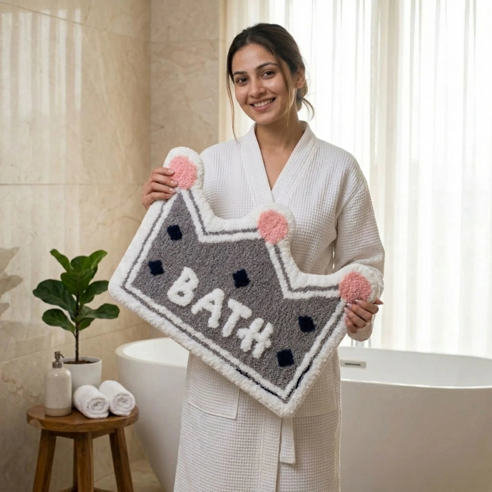 Dream Weaverz Microfiber Bathroom Mat (Grey, Free)