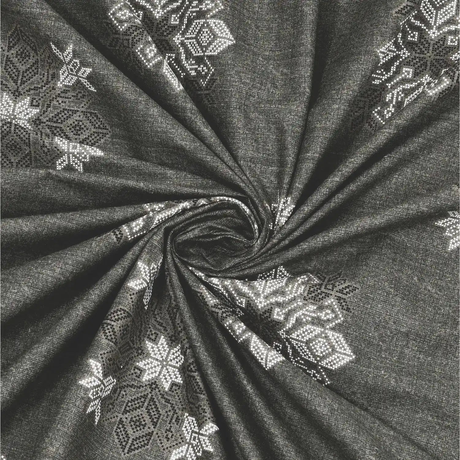 Dream Weaverz Cotton King Flat 220 TC Abstract 1 Bedsheet with 2 Pillow Covers (Slate grey)