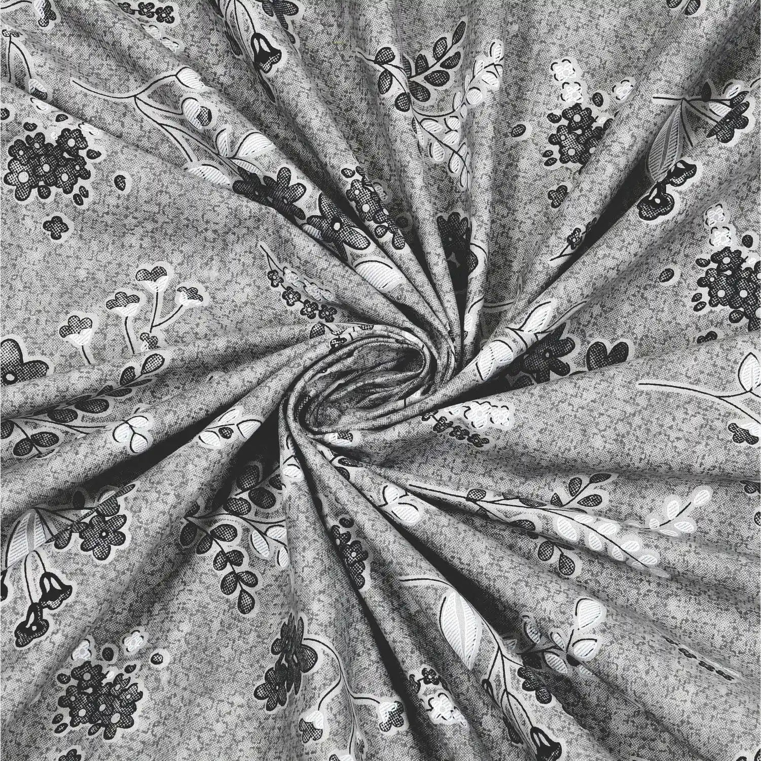 Dream Weaverz Cotton King Flat 220 TC Abstract 1 Bedsheet with 2 Pillow Covers (Dove Grey)