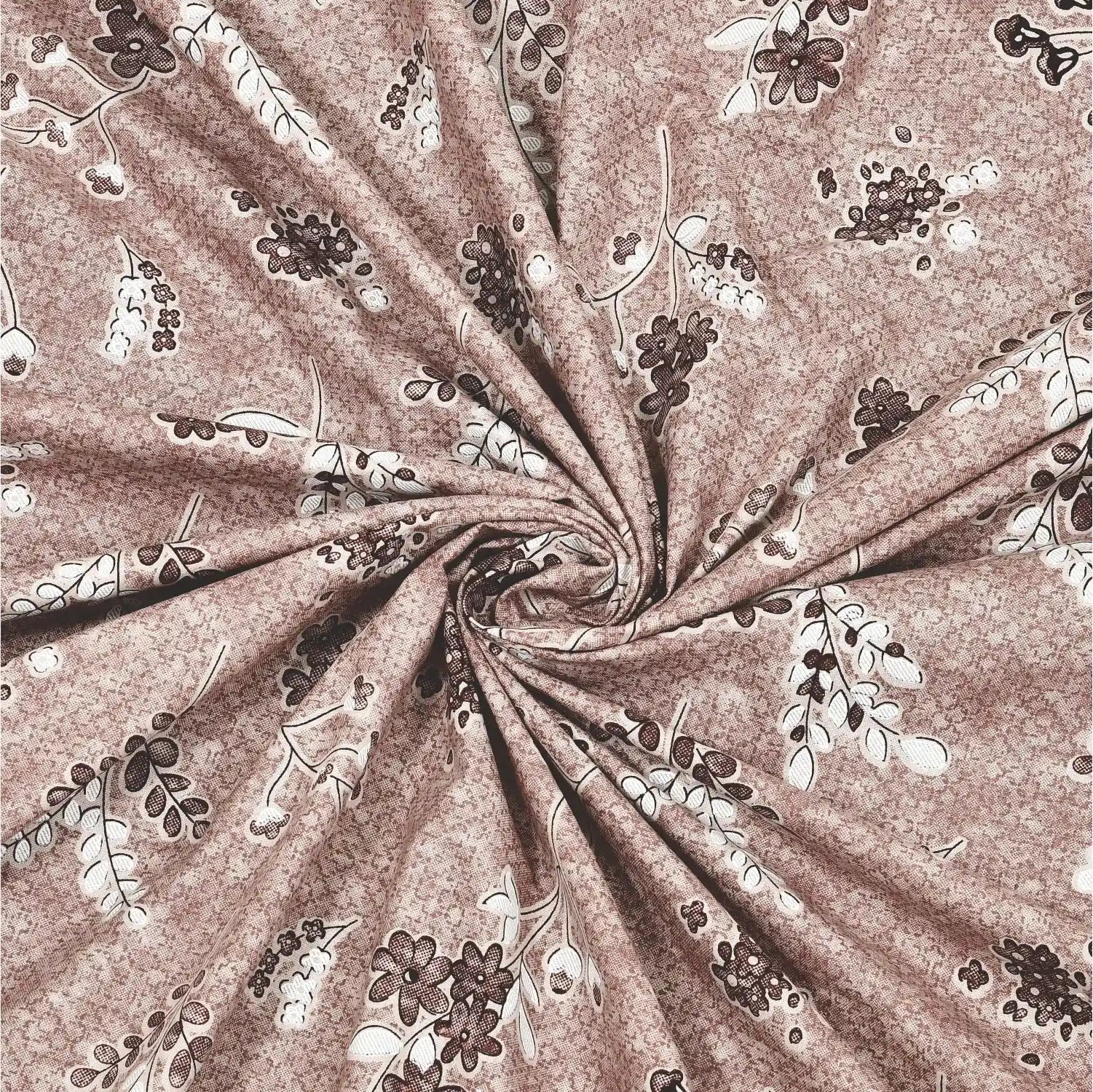 Dream Weaverz Cotton King Flat 220 TC Abstract 1 Bedsheet with 2 Pillow Covers (Dusty rose)