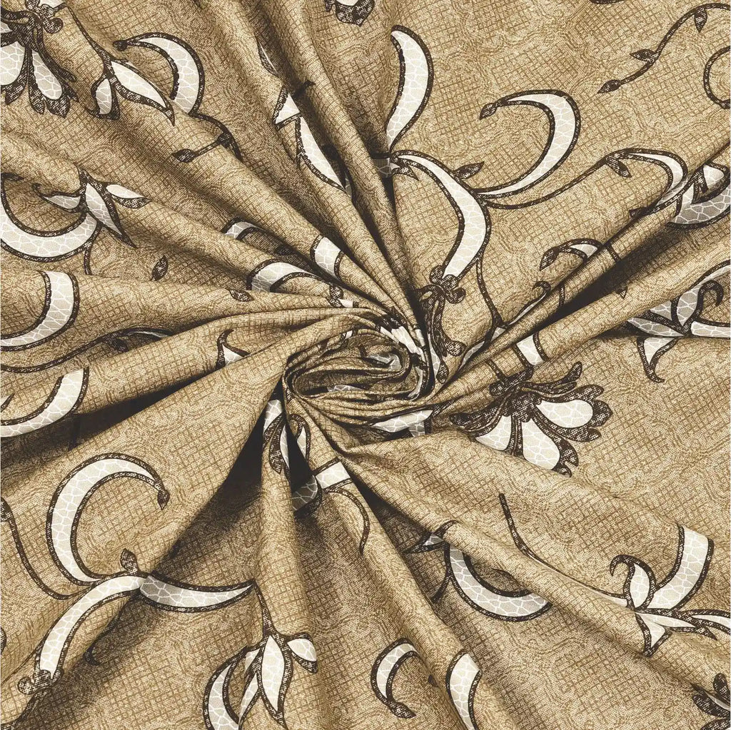 Dream Weaverz Cotton King Flat 220 TC Abstract 1 Bedsheet with 2 Pillow Covers (Beige -white)