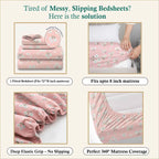 Dream Weaverz Polycotton King Fitted (Elastic) 260 TC Floral 1 Bedsheet with 2 Pillow Covers (Baby Pink)