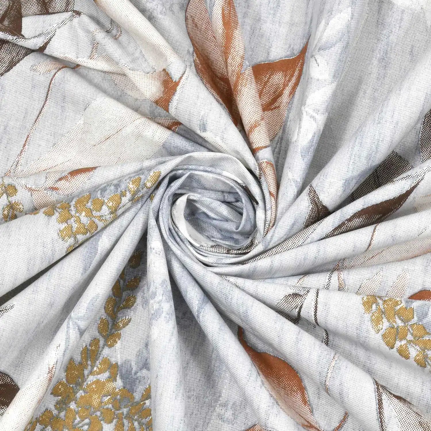 Dream Weaverz Cotton Super King Flat 220 TC Abstract 1 Bedsheet with 2 Pillow Covers (Light Grey)