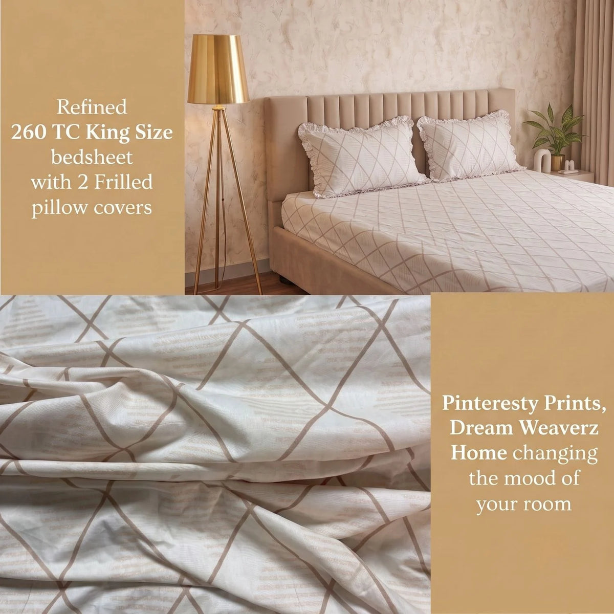 Dream Weaverz Home Polycotton (Flat) 260TC DoubleSIZE BEDSHEET(White)