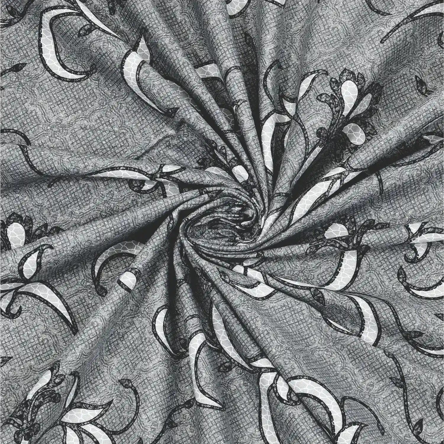 Dream Weaverz Cotton King Flat 220 TC Abstract 1 Bedsheet with 2 Pillow Covers (Grey)