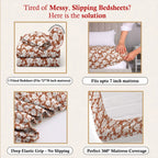 Dream Weaverz Home Polycotton King Fitted (Elastic) 260 TC Floral 1 Bedsheet (Brown-White)