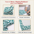 Dream Weaverz Home Polycotton King Fitted (Elastic) 260 TC Floral 1 Bedsheet (Green-White)