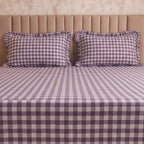 Dream Weaverz Home Polycotton (Flat) 260TC DoubleSIZE BEDSHEET(Ink Blue Check)