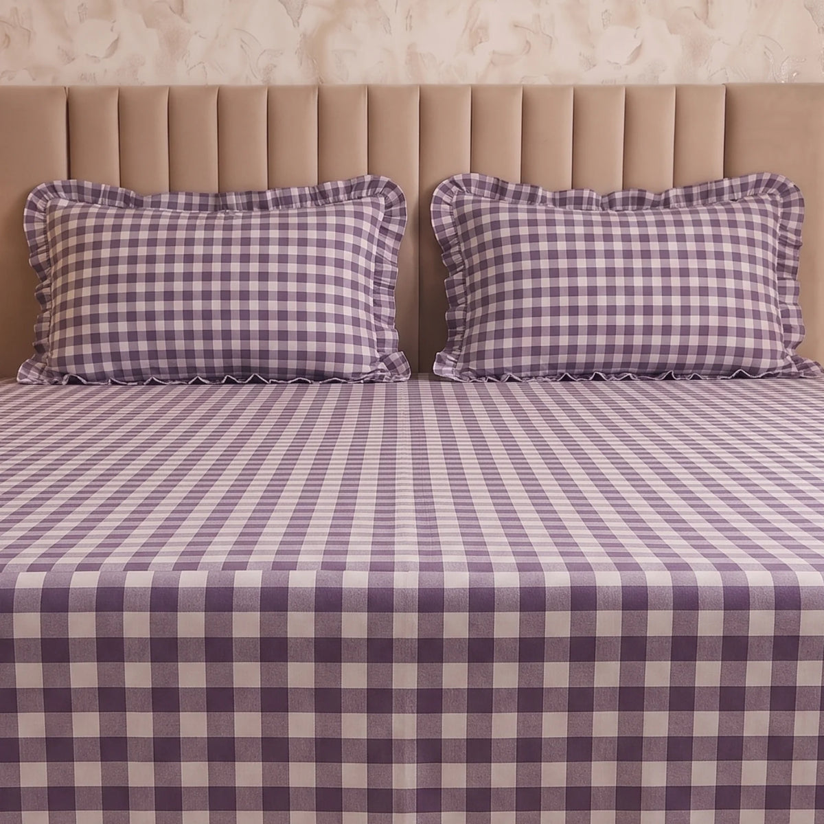 Dream Weaverz Home Polycotton (Flat) 260TC DoubleSIZE BEDSHEET(Ink Blue Check)