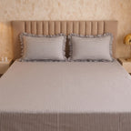 Dream Weaverz Home Polycotton (Flat) 260TC DoubleSIZE BEDSHEET(Dark Grey Stripes)