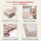 Dream Weaverz Home Polycotton King Fitted (Elastic) 260 TC Floral 1 Bedsheet (Peach-White)