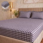 Dream Weaverz Home Polycotton (Fitted) 260TC DoubleSIZE BEDSHEET(Purple check)