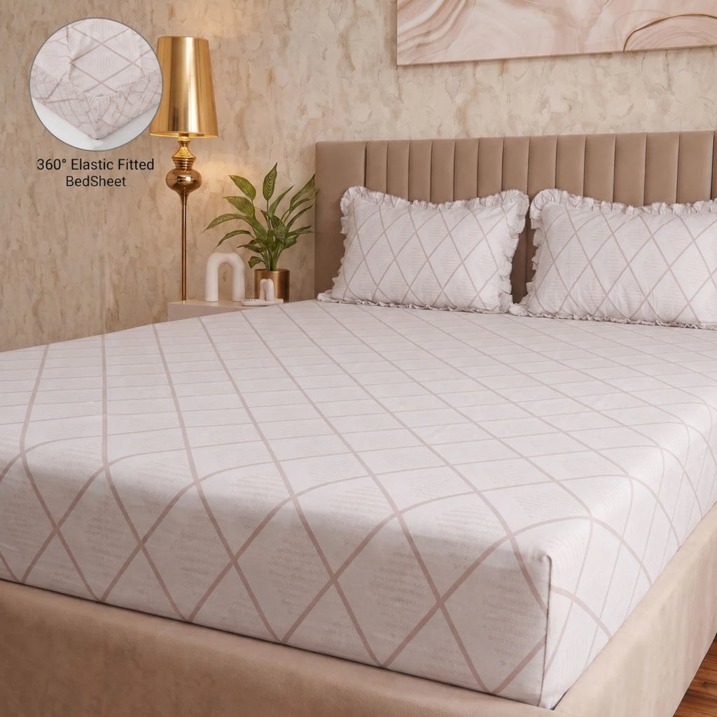 Dream Weaverz Home Polycotton (Fitted) 260TC DoubleSIZE BEDSHEET(White)