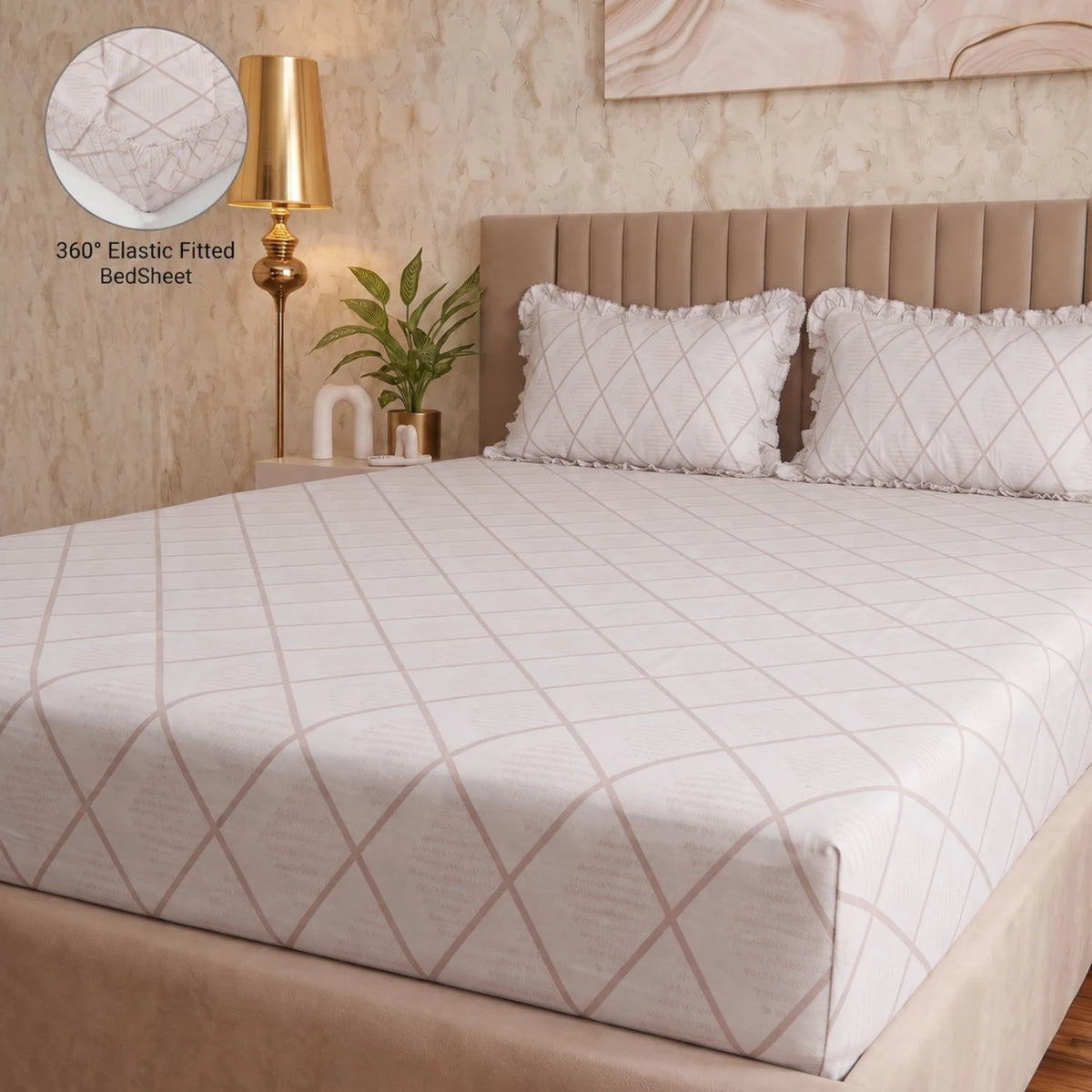 Dream Weaverz Home Polycotton (Fitted) 260TC DoubleSIZE BEDSHEET(White)