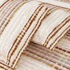 Dream Weaverz Cotton Queen Flat 220 TC Striped 1 Bedsheet with 2 Pillow Covers (Beige)