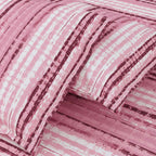 Dream Weaverz Cotton Queen Flat 220 TC Striped 1 Bedsheet with 2 Pillow Covers (Pink)