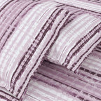 Dream Weaverz Cotton Queen Flat 220 TC Striped 1 Bedsheet with 2 Pillow Covers (Purple, White)