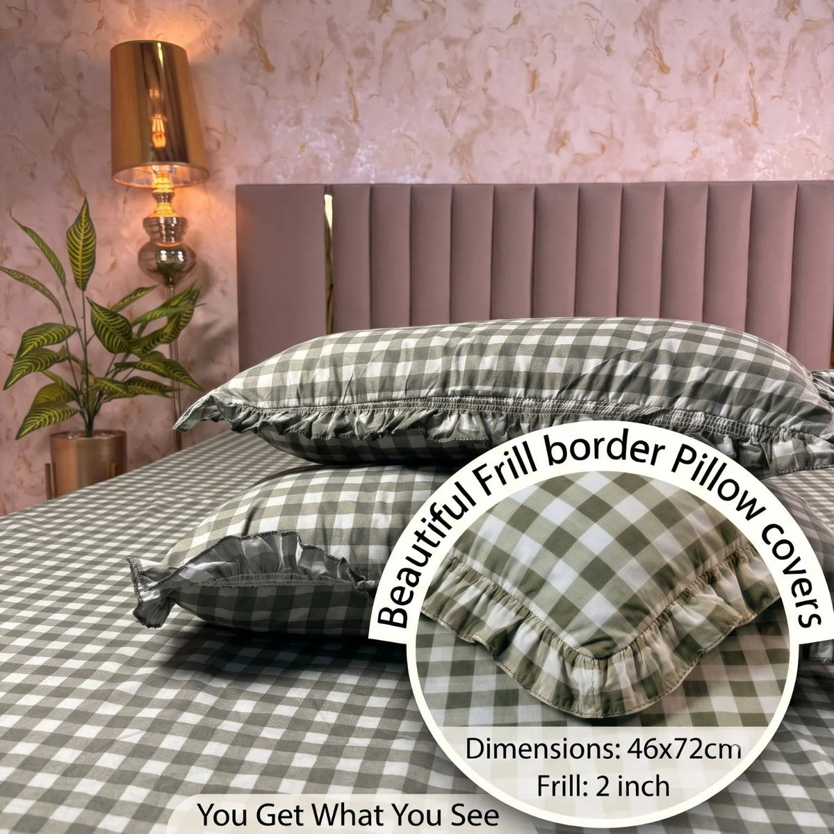 Dream Weaverz Home Polycotton (Flat) 260TC DoubleSIZE BEDSHEET(Green Checks)