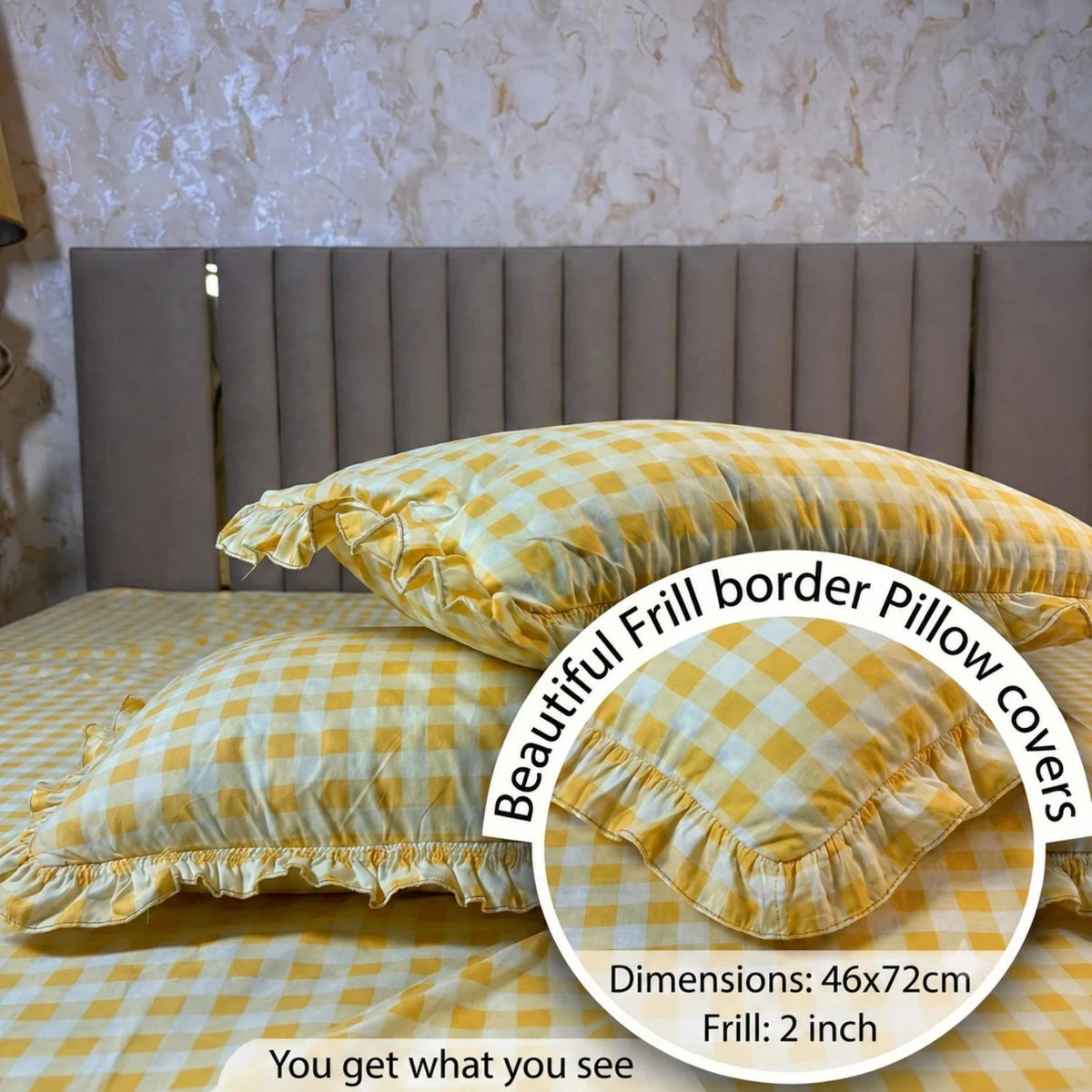 Dream Weaverz Home Polycotton (Flat) 260TC DoubleSIZE BEDSHEET(Yellow Check)