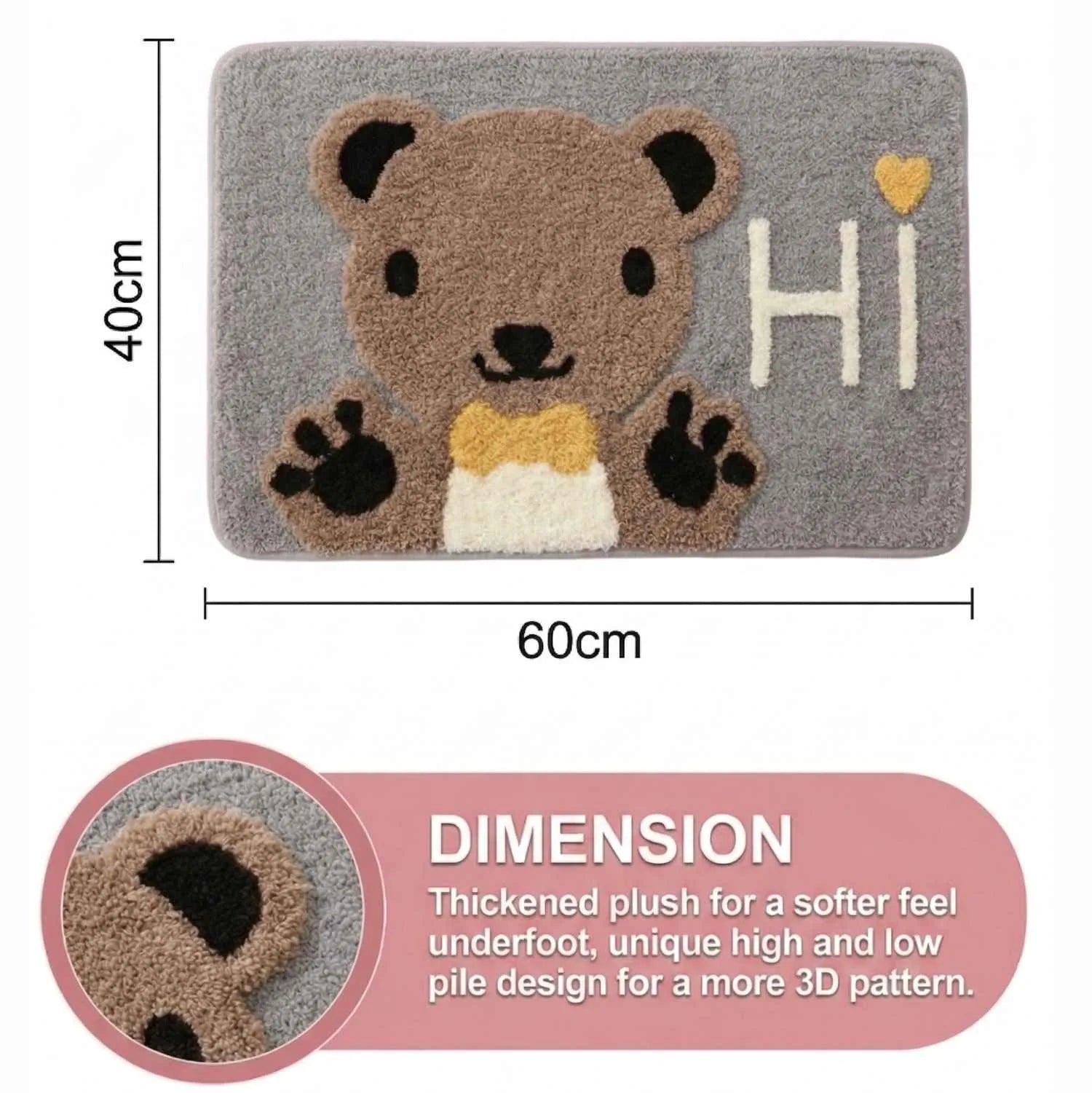 Dream Weaverz Microfiber Bathroom Mat (Grey-brown-white, Free)