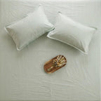 Dream Weaverz Cloud-Cotton King Size Striped Bedsheet with 2 Pillow Covers, 220 TC|Mint Green