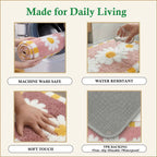 Dream Weaverz Microfiber Bathroom Mat (Pink-Yellow, Free)