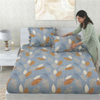Dream Weaverz Home Polycotton Double Fitted (Elastic) 260 TC Abstract 1 Bedsheet with 2 Pillow Covers (Blue)