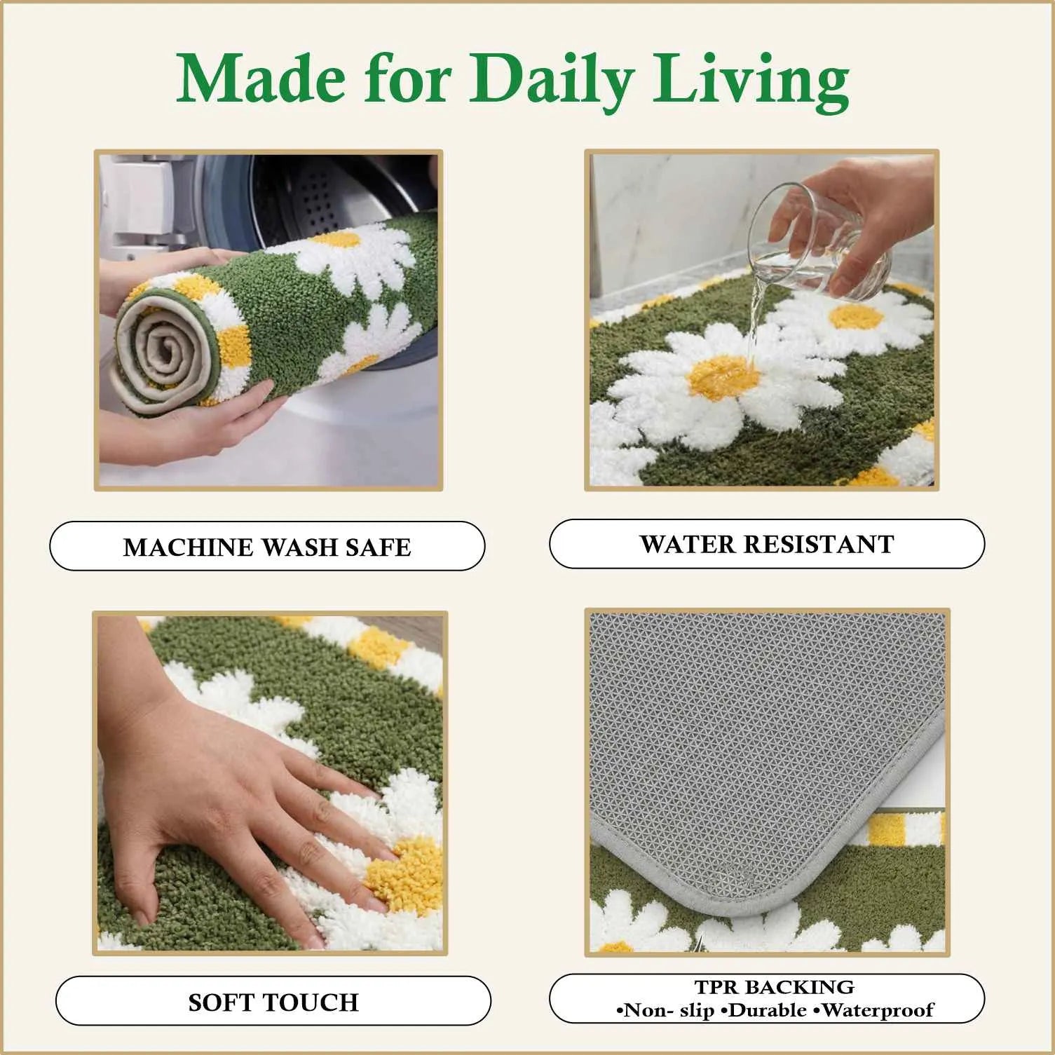 Dream Weaverz Microfiber Bathroom Mat (Green, Free)