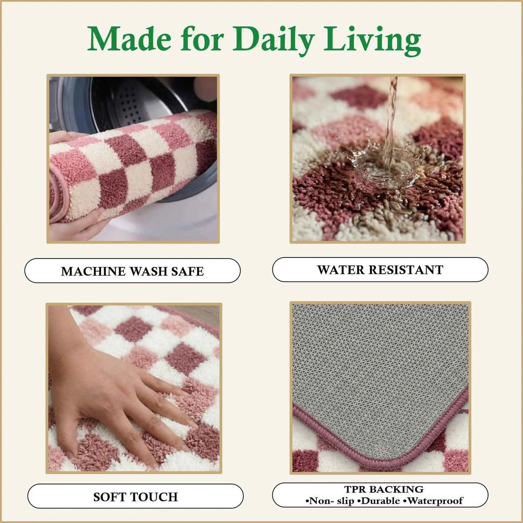 Dream Weaverz Microfiber Bathroom Mat (Multicolor, Free)