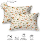 Dream Weaverz Cotton Super King Flat 220 TC Floral 1 Bedsheet with 2 Pillow Covers (Off White)