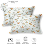 Dream Weaverz Cotton Super King Flat 220 TC Floral 1 Bedsheet with 2 Pillow Covers (Sky Blue-Orange)