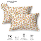 Dream Weaverz Cotton Super King Flat 220 TC Abstract 1 Bedsheet with 2 Pillow Covers (Peach-Yellow)