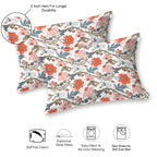 Dream Weaverz Cotton Queen Flat 220 TC Floral 1 Bedsheet with 2 Pillow Covers (Off white)