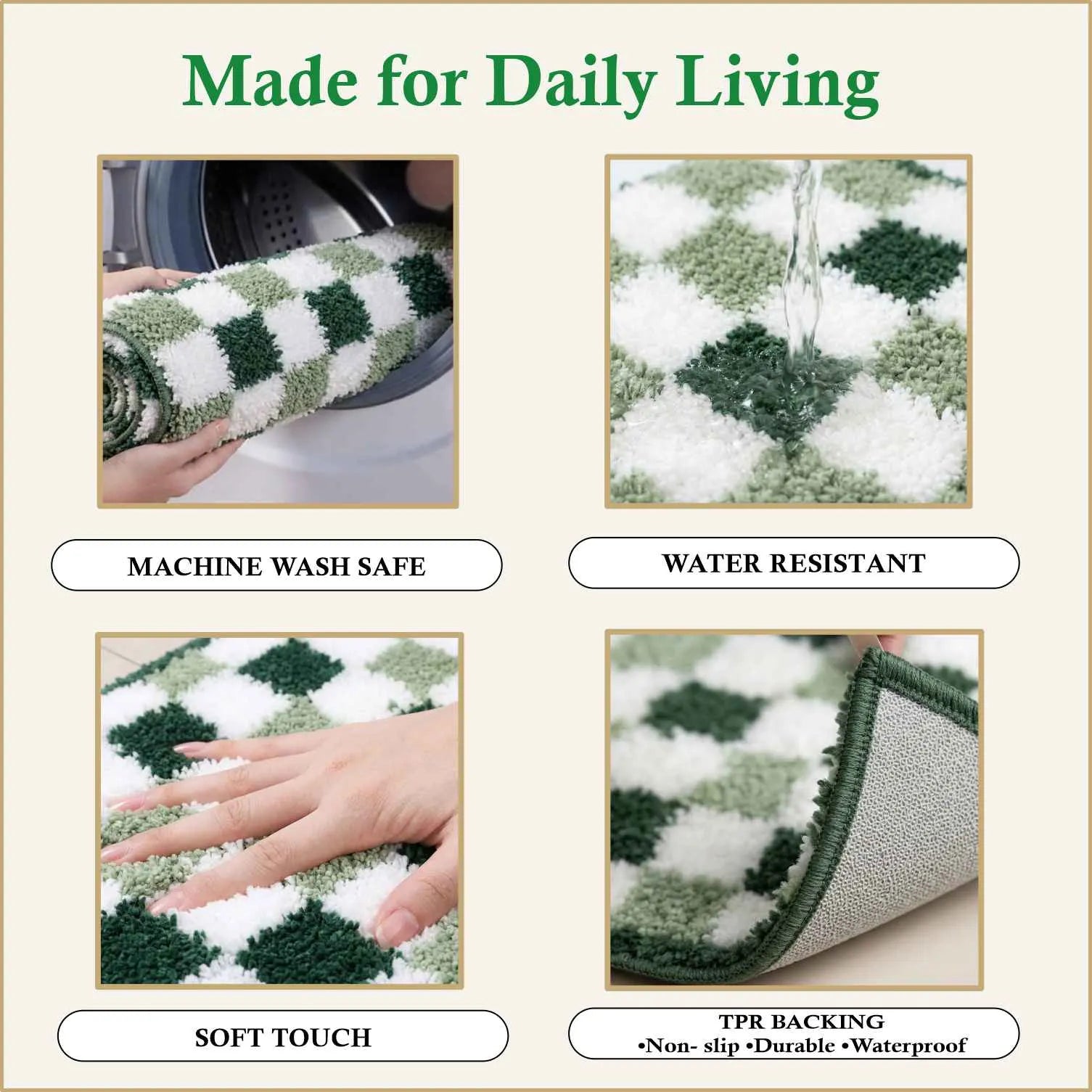 Dream Weaverz Microfiber Bathroom Mat (Green, Free)