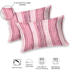 Dream Weaverz Cotton Queen Flat 220 TC Striped 1 Bedsheet with 2 Pillow Covers (Pink)