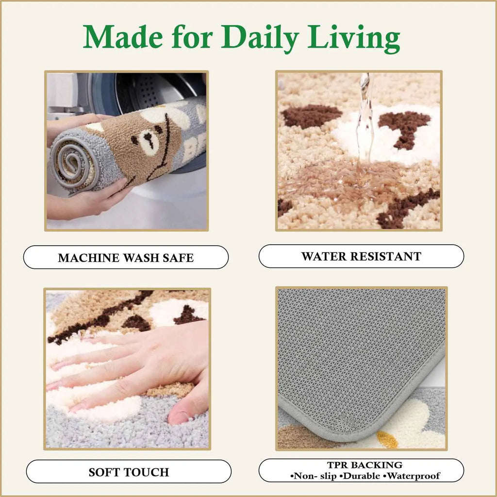 Dream Weaverz Microfiber Bathroom Mat (Grey, Free)