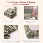 Dream Weaverz Home Polycotton (Fitted) 260TC DoubleSIZE BEDSHEET(Green-Check)