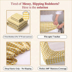 Dream Weaverz Home Polycotton (Fitted) 260TC DoubleSIZE BEDSHEET(Yellow Check)