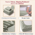 Dream Weaverz Home Polycotton (Fitted) 260TC DoubleSIZE BEDSHEET(Green Stripes)