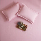 Dream Weaverz Cloud-Cotton King Size Striped Bedsheet with 2 Pillow Covers, 220 TC|Pink