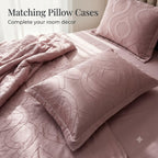 Dream Weaverz Jacquard Bedsheets King Size, 4-Piece Cotton Set Double King Bed | AC Comforter, Flat Sheet & 2 Matching Pillow Covers | Soft, Breathable & Skin-Friendly Self Design, Mauve