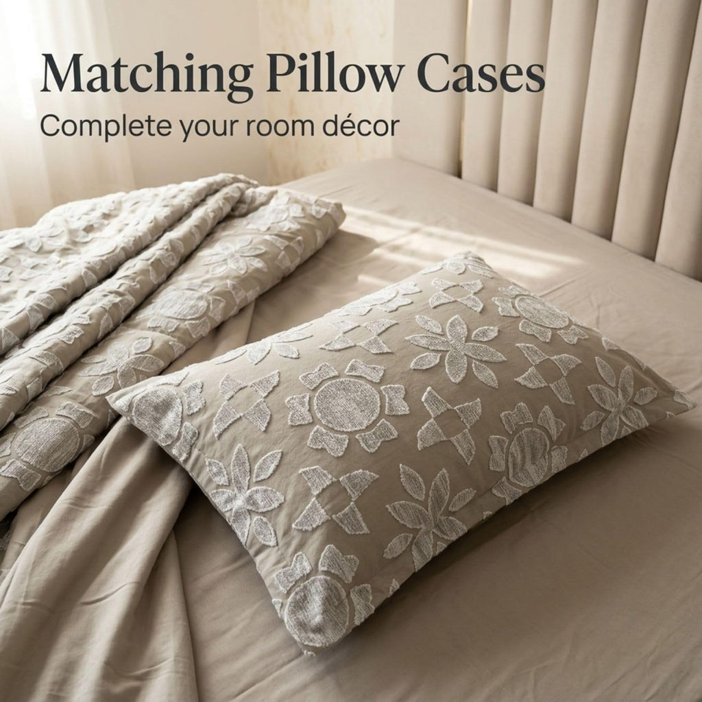 Dream Weaverz Jacquard Bedsheets King Size, 4-Piece Cotton Set Double King Bed | AC Comforter, Flat Sheet & 2 Matching Pillow Covers | Soft, Breathable & Skin-Friendly Self Design