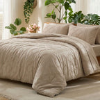 Dream Weaverz Jacquard Bedsheets King Size, 4-Piece Cotton Set Double King Bed | AC Comforter, Flat Sheet & 2 Matching Pillow Covers | Soft, Breathable & Skin-Friendly Self Design, Beige