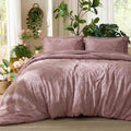 Dream Weaverz Jacquard Bedsheets King Size, 4-Piece Cotton Set Double King Bed | AC Comforter, Flat Sheet & 2 Matching Pillow Covers | Soft, Breathable & Skin-Friendly Self Design, Mauve