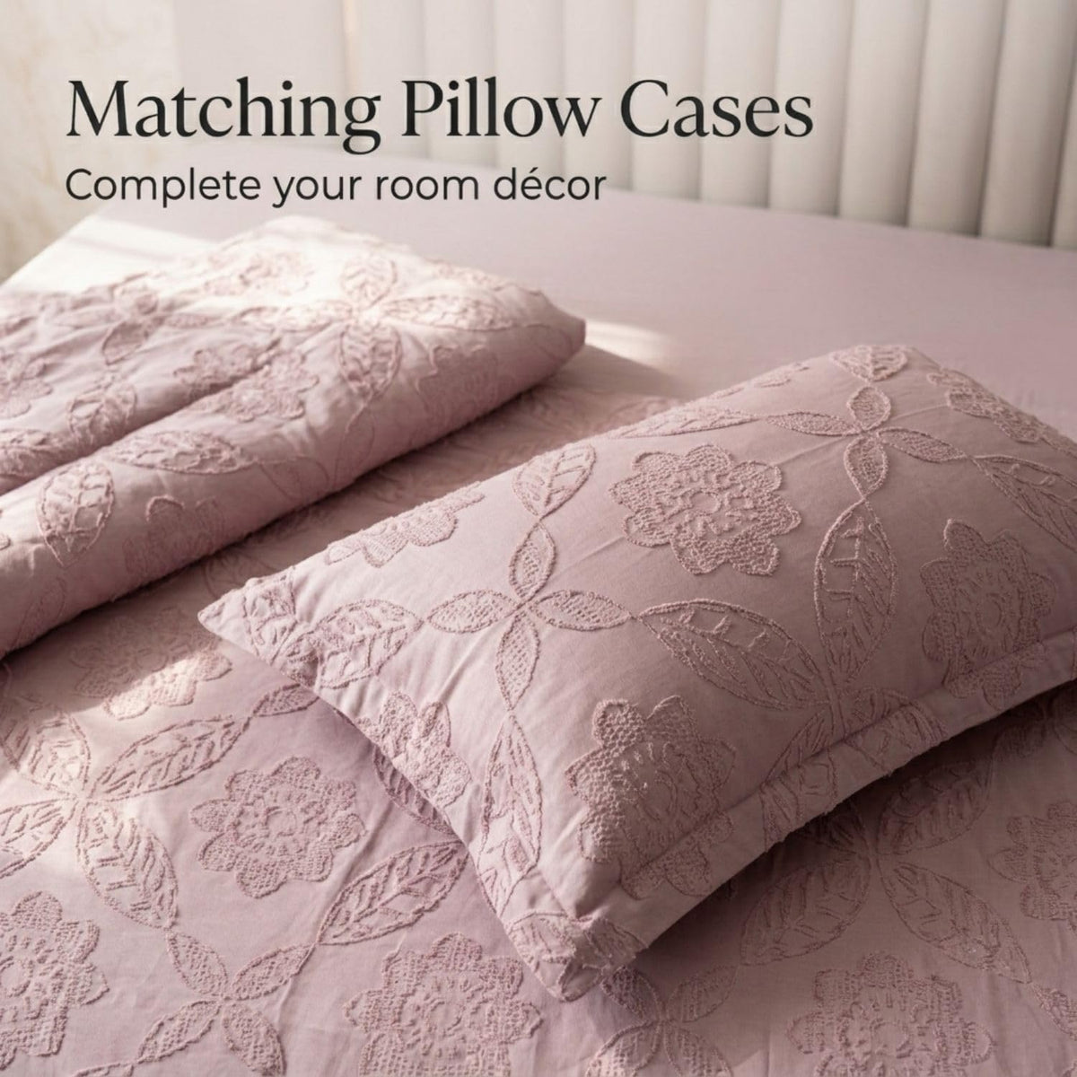 Dream Weaverz Jacquard Bedsheets King Size, 4-Piece Cotton Set Double King Bed | AC Comforter, Flat Sheet & 2 Matching Pillow Covers | Soft, Breathable & Skin-Friendly Self Design, Rose